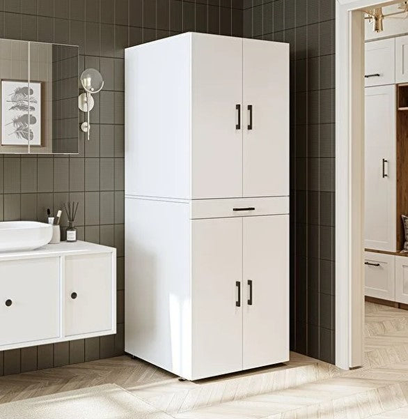 Revasser Mobilya KC300 Banyo Dolabı Kapaklı Çamaşır Ve Kurutma Makinesi Dolabı 70x185 cm